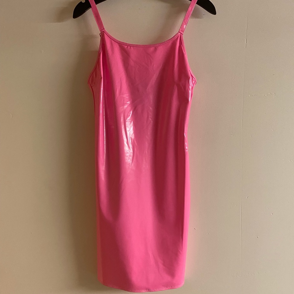 Pink PVC mini dress